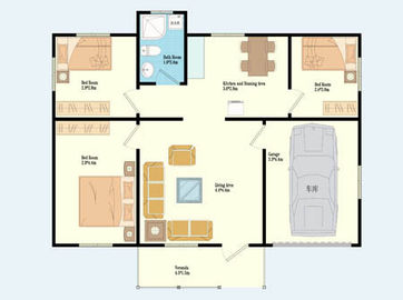 Struktur Frame baja portabel 4 / 3 kamar tidur Modular rumah, cahaya Mobile baja Villa